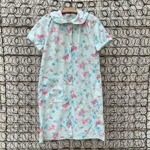 Vintage JCPenney Misses robe blue floral house dress night gown